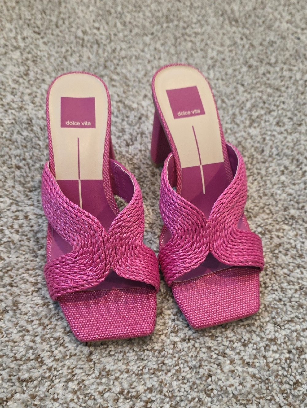 Dolce Vita Hot Pink Braided Square-Toe Mules